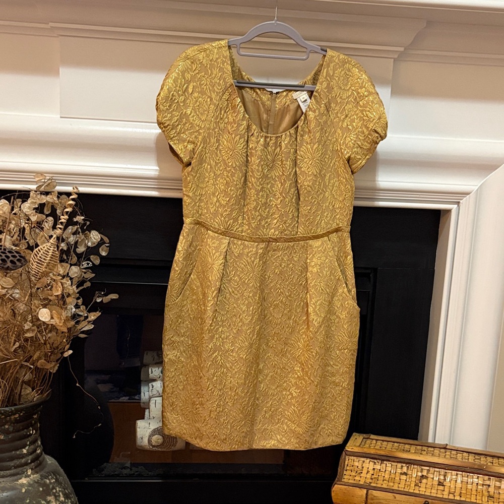 J. Crew Textured Gold Mini Dress